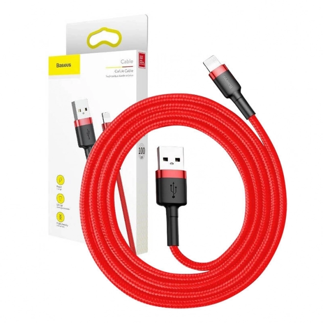 Cablu USB Lightning Baseus Cafule, 3m, 2A, roșu