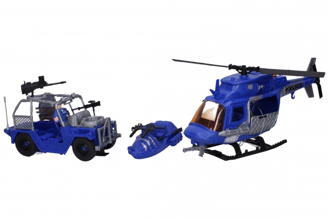 Set de poliție cu figurine și elicopter