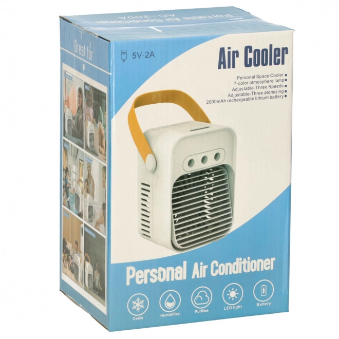 Climatizator portabil alb cu ventilator și umidificator USB