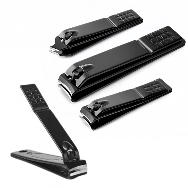 Set unghiere din oțel inoxidabil, 3 piese, negru