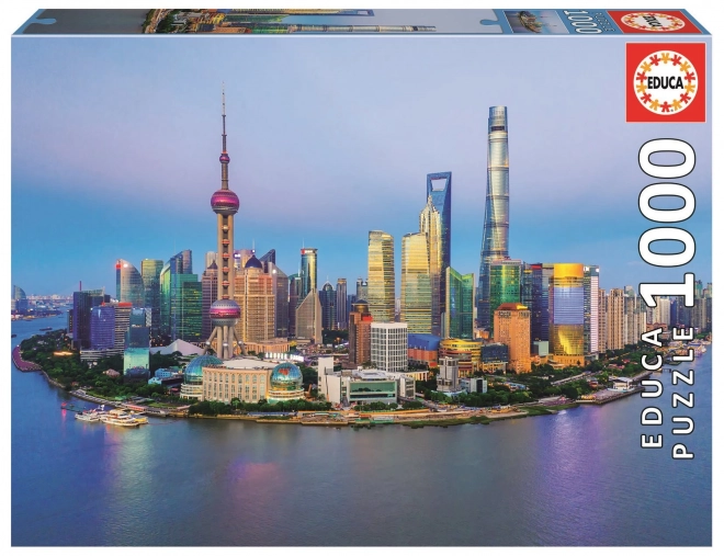 Educa Puzzle Panorama Shanghai la apus de soare 1000 de piese