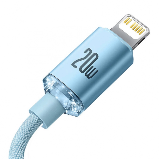 Cablu USB-C la iP Baseus Crystal Shine, 20W, 2m (albastru)