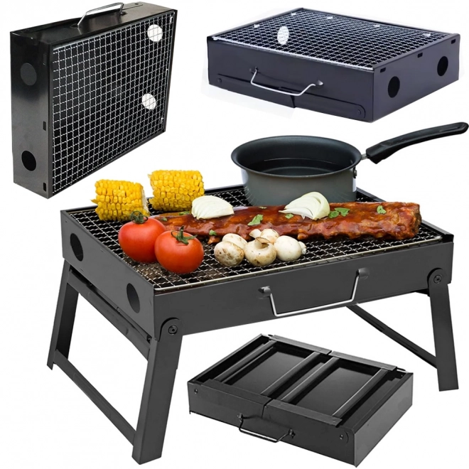 Grătar portabil pliabil pe cărbune pentru camping și BBQ