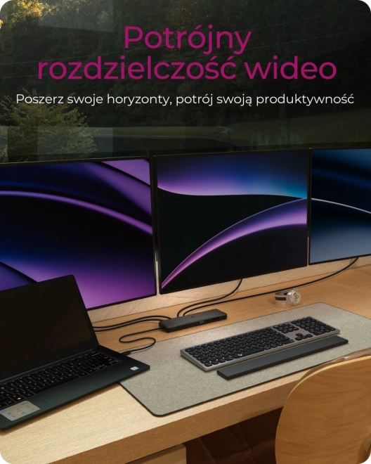 Stație de andocare USB-C cu ieșire video triplu