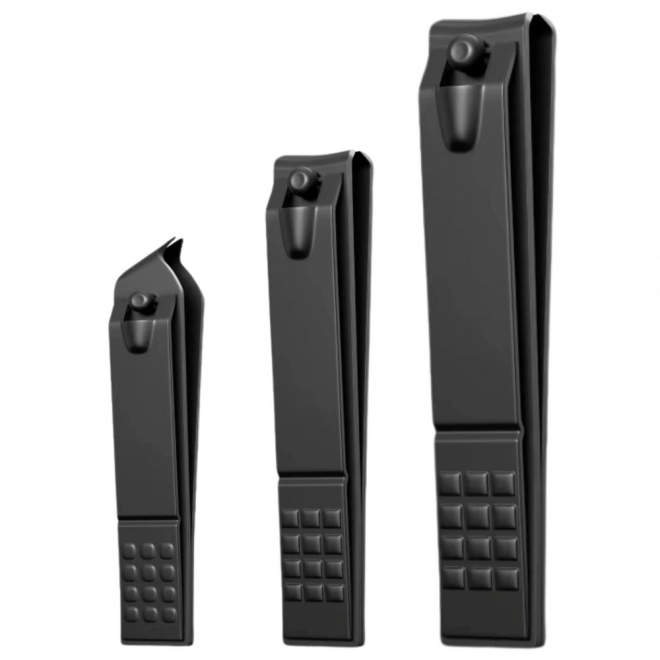 Set unghiere din oțel inoxidabil, 3 piese, negru