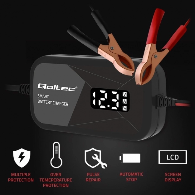 Încărcător inteligent cu microprocesor 12V 2A pentru acumulator AGM GEL cu funcție de regenerare și afișaj LCD