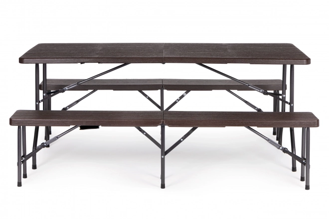 Set masă și bănci pliante 180 cm maro modernhome