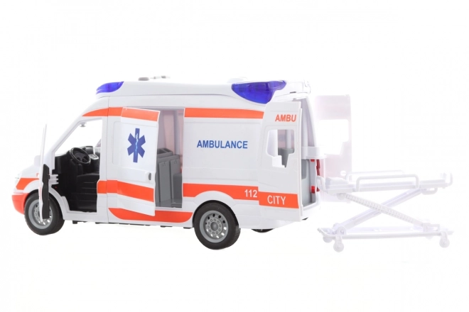 Ambulanță cu baterii și tărgi