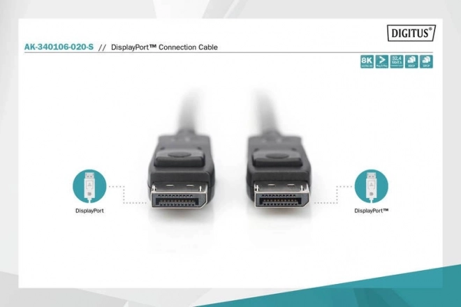 Cablul DisplayPort cu scosătoare 8K UHD 2m