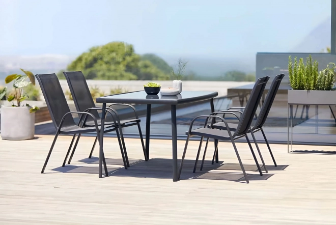 Set de scaune de grădină pentru terasă sau balcon, negre