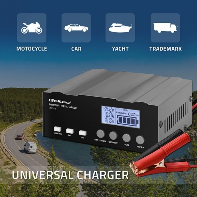 Încărcător inteligent cu microprocesor 12V/24V cu funcție de reparare pentru baterii AGM GEL LiFePO4