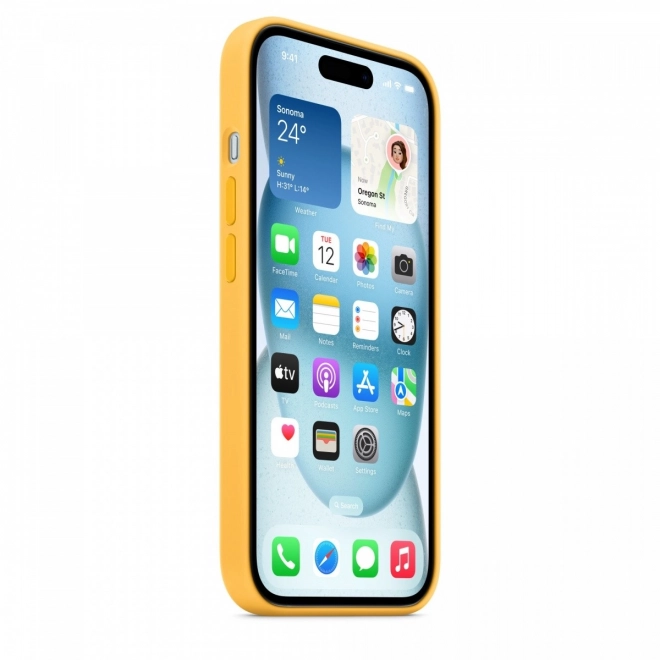Husa silicon cu MagSafe pentru iPhone 15 - Sunshine