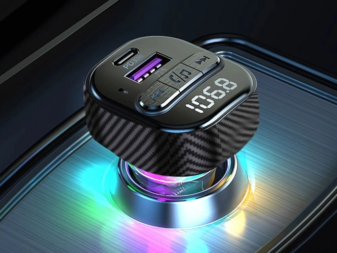Transmițător auto FM Bluetooth cu USB și LED QC 3.0