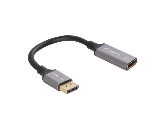 Adaptor DisplayPort la HDMI 4K cu cablu de 20cm argentiu