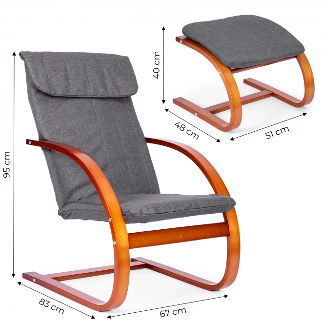 Scaun balansoar finlandez cu suport de picioare ModernHome