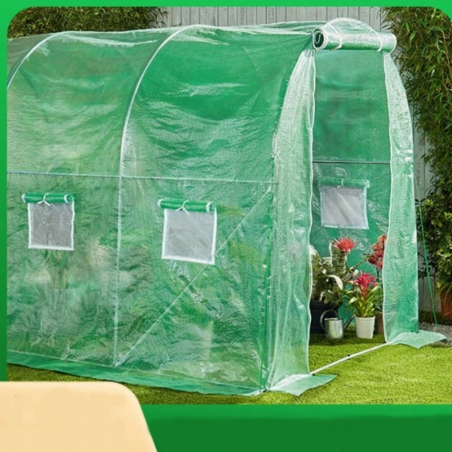 Tunel din folie pentru grădină seră 4x2,5x2m 10m² verde