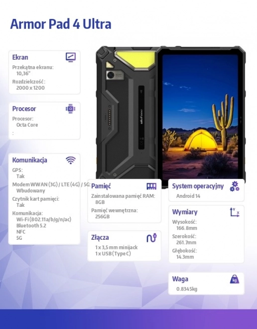 Armor Pad 4 Ultra 5G Tablet 10.36 inch 8/256GB Negru