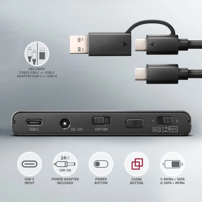 Adaptor USB-C 10 Gbps pentru clonare SSD și HDD