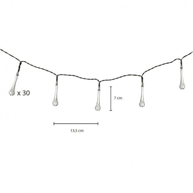 Lampă solară de grădină în formă de picătură cu 30 LED-uri cald alb 6,5m