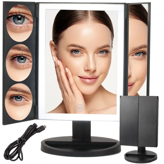 Lustru cosmetic iluminat LED cu mărire 3x 5x 10x