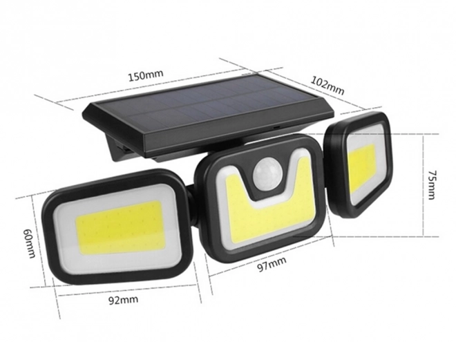 Lampa solară stradală cu 103 LED-uri COB și senzor de mișcare