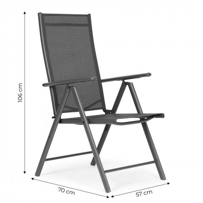 Set de 4 scaune pliabile pentru grădină, spătar ajustabil
