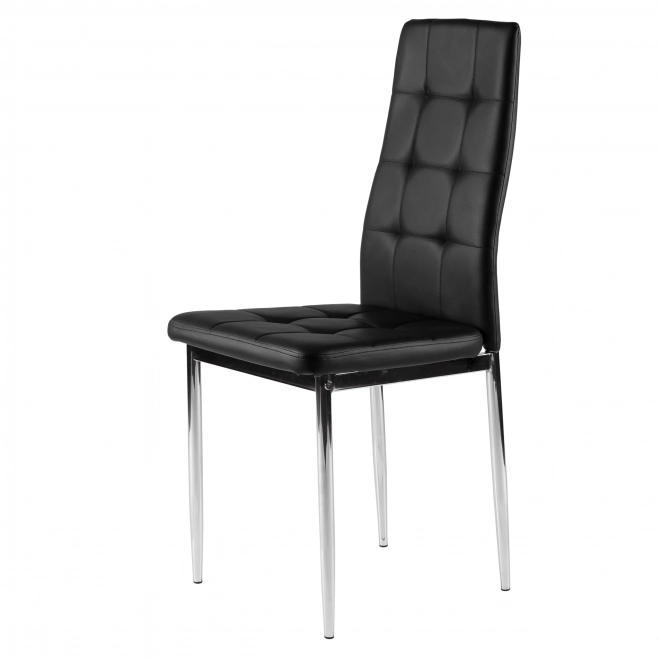 Set de 4 scaune negre pentru sufragerie și living cu tapițerie matlasată și picioare cromate