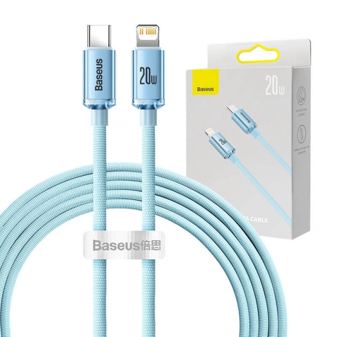 Cablu USB-C la iP Baseus Crystal Shine, 20W, 2m (albastru)