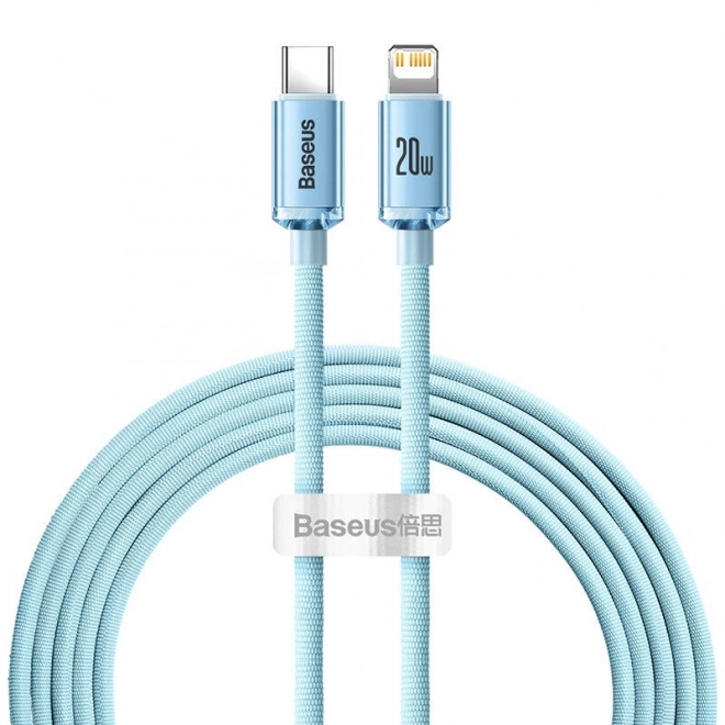 Cablu USB-C la iP Baseus Crystal Shine, 20W, 2m (albastru)