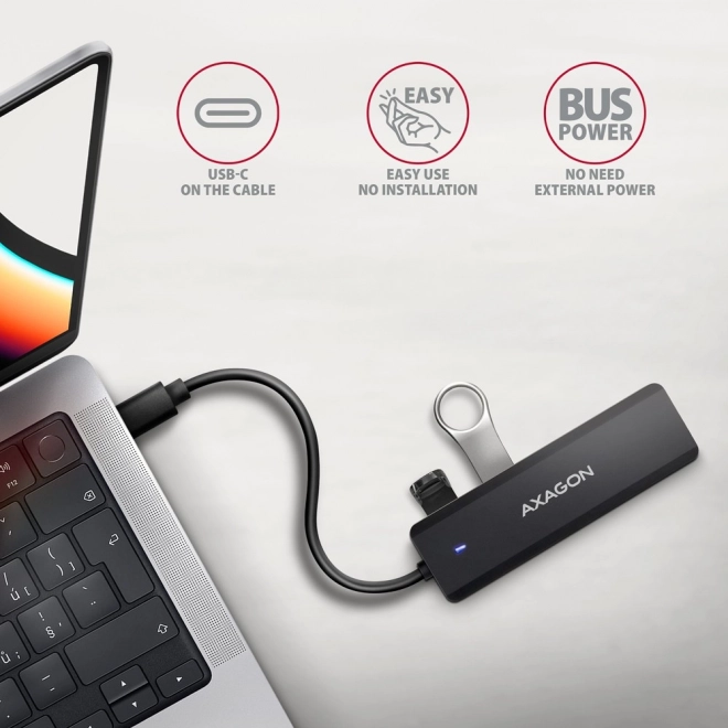 Hub USB de călătorie cu 4 porturi și alimentare USB-C