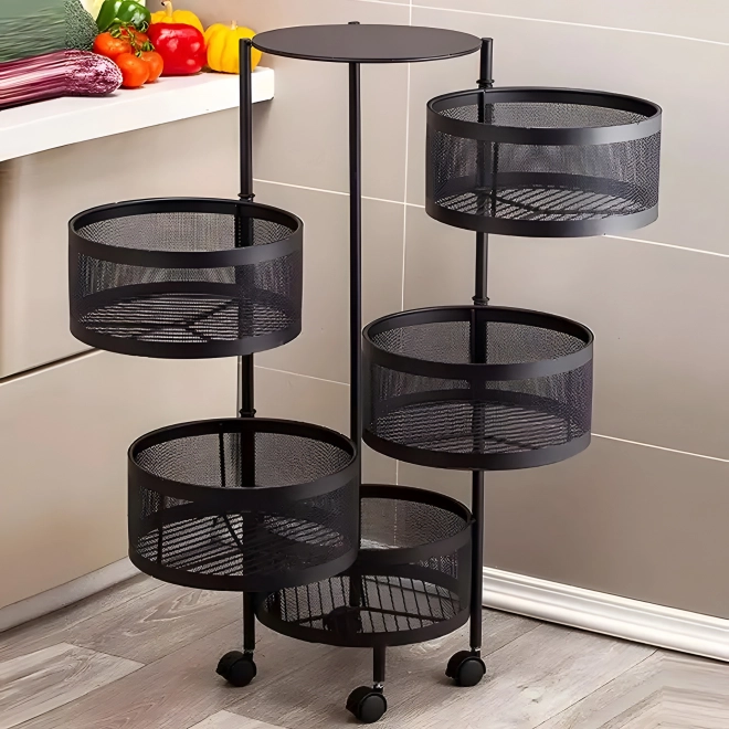 Organizator bucătărie cu etajere rotative, 5 nivele, metal, ModernHome