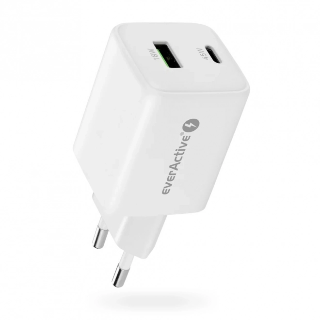 Încărcător de rețea GaN cu USB și USB-C 45W Alb