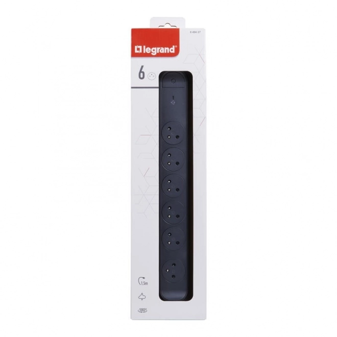 Prelungitor electric cu 6 prize, 1,5m, negru