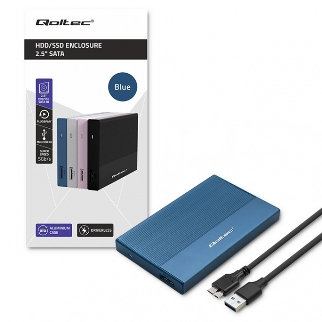 Carcasă externă pentru SSD și HDD 2.5" USB 3.0 albastră