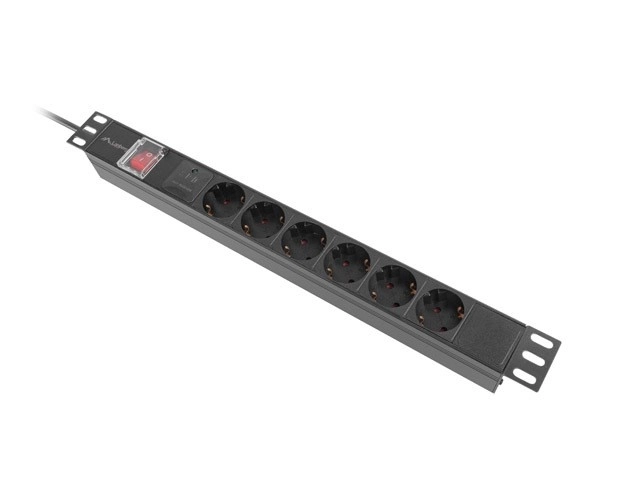 Listă de alimentare Rack PDU Lanberg 19 inci 1U 16A 5x Schuko neagră