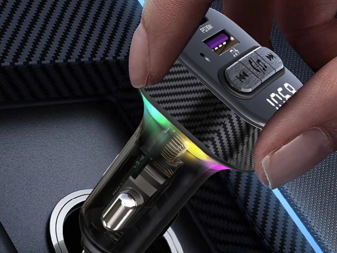 Transmițător auto FM Bluetooth cu USB și LED QC 3.0