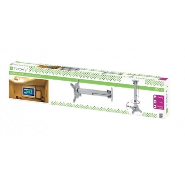 Braț telescopic pentru proiector, montaj plafon, 15kg, argintiu
