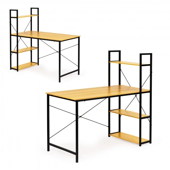 Birou modern stil loft cu rafturi din stejar deschis