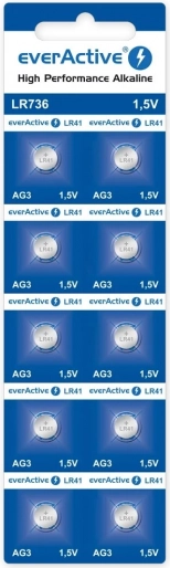 Baterii alcaline tip pastilă everActive LR41 (LR736/AG3) 1,5 V – blister 10 buc