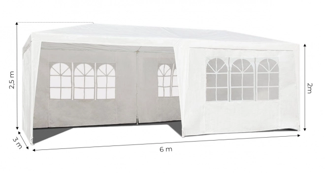 Pavilion Grădină 3x6 m cu 6 Pereți Alb MultiGarden