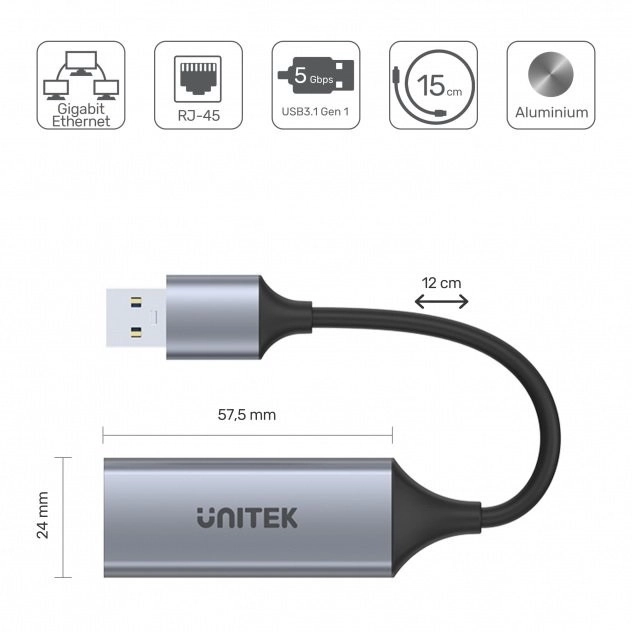 Adaptor USB-A către RJ45 1000 Mbps