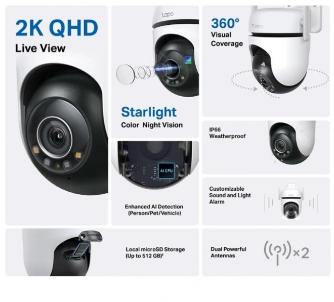 Cameră Tapo C520WS exterioară cu rotire și înclinare