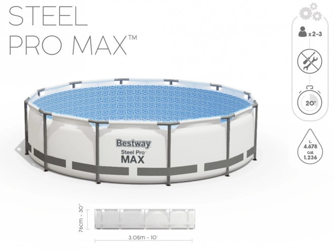 Bestway piscină rotundă cu cadru 305x76 cm
