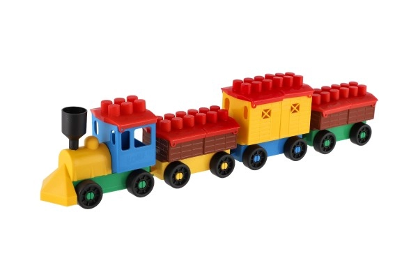 Tren colorat cu trei vagoane