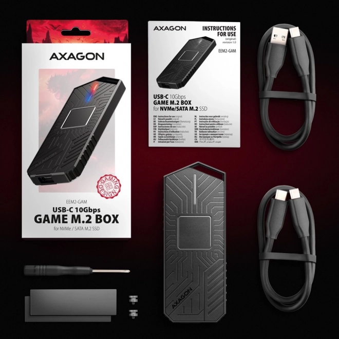 Carcasa externă din aluminiu pentru SSD M.2 NVMe/SATA cu interfață USB-C 3.2 Gen 2 pentru gaming