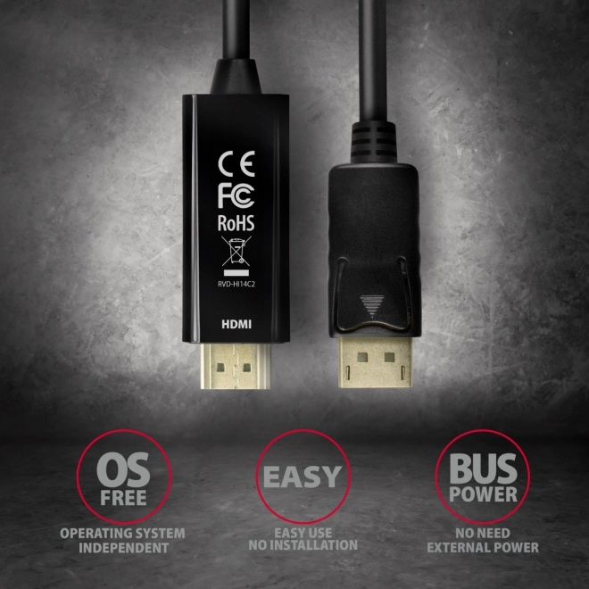 Adaptor activ DisplayPort la HDMI 1.4 cu cablu de 1,8m, 4K/30Hz