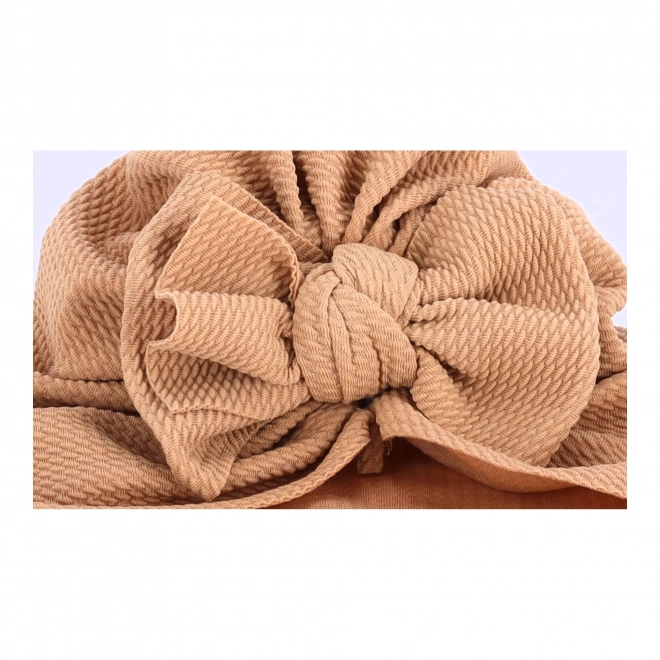 Turban pentru bebeluși cu fundă, pălărie pentru fetițe - maro