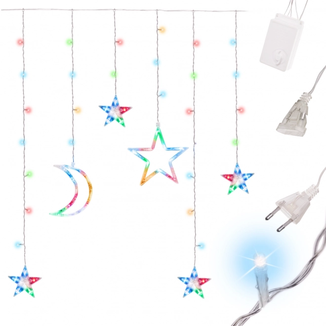 Cortină LED cu stele și luni - 3 m, 138 LED-uri – Colorat