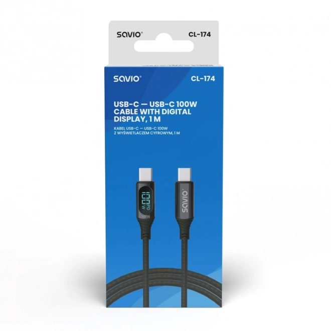 Cablu USB-C cu afișaj, 100W, SAVIO