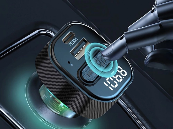Transmițător auto FM Bluetooth cu USB și LED QC 3.0